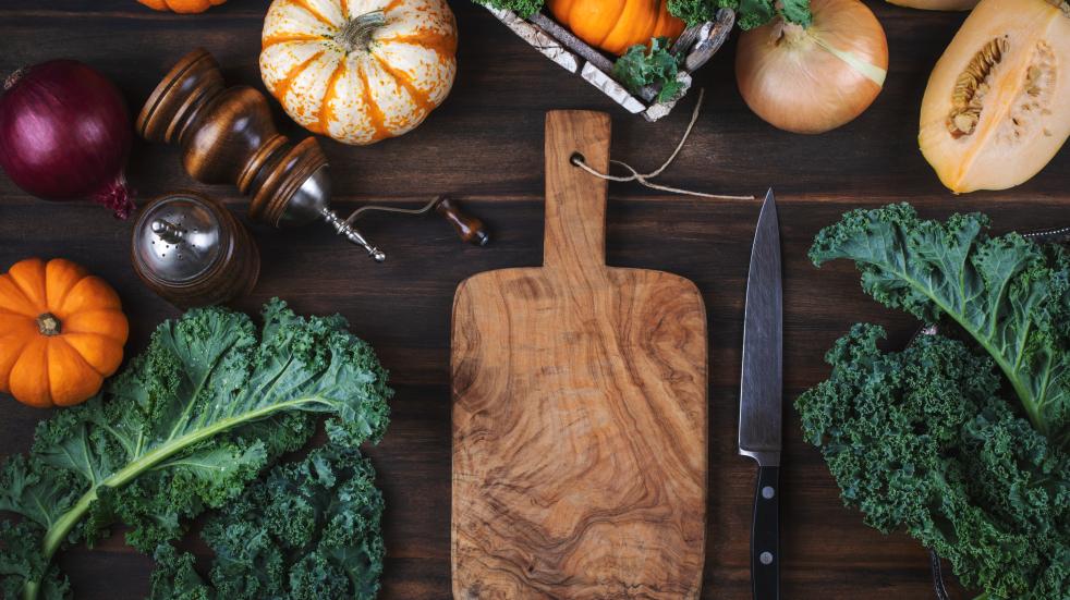 winter vegetables on chopping board